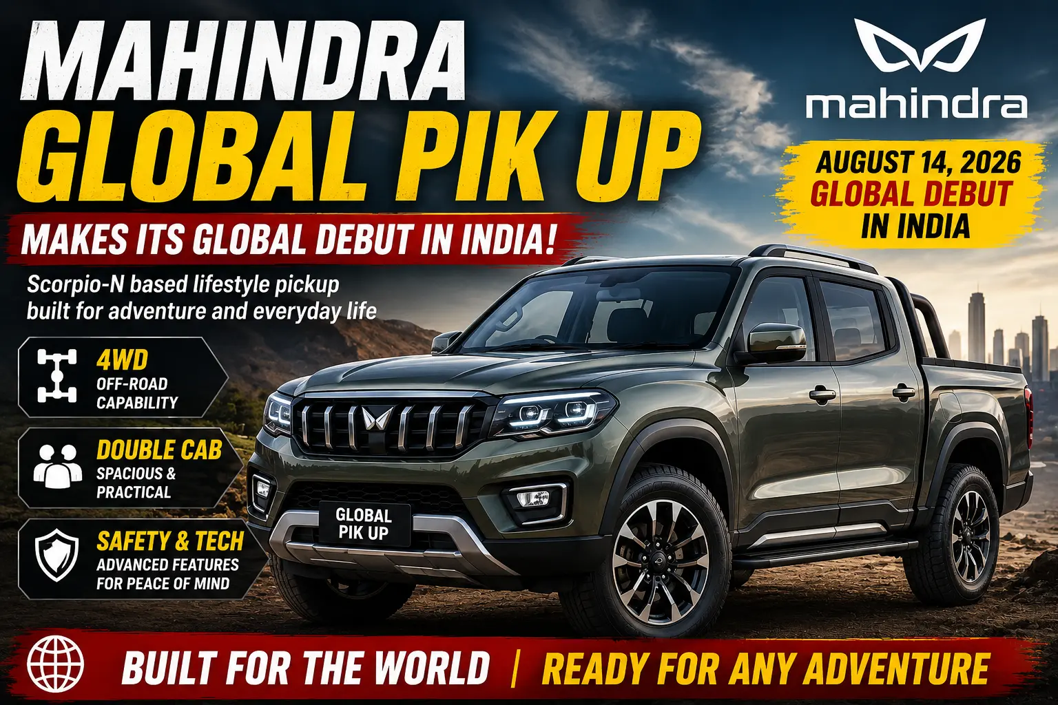 Mahindra Global Pik Up Makes Its Global Debut in India