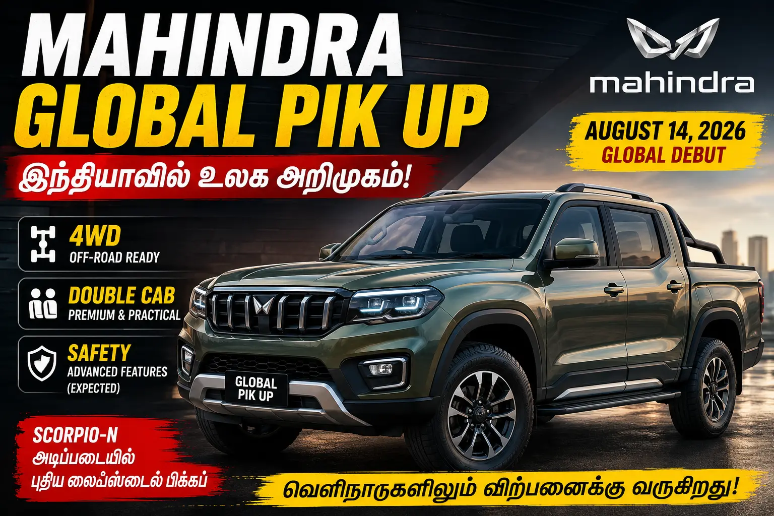 Mahindra Global Pik Up: இந்தியாவில் உலக அறிமுகம் செய்யும் புதிய பிக்கப்