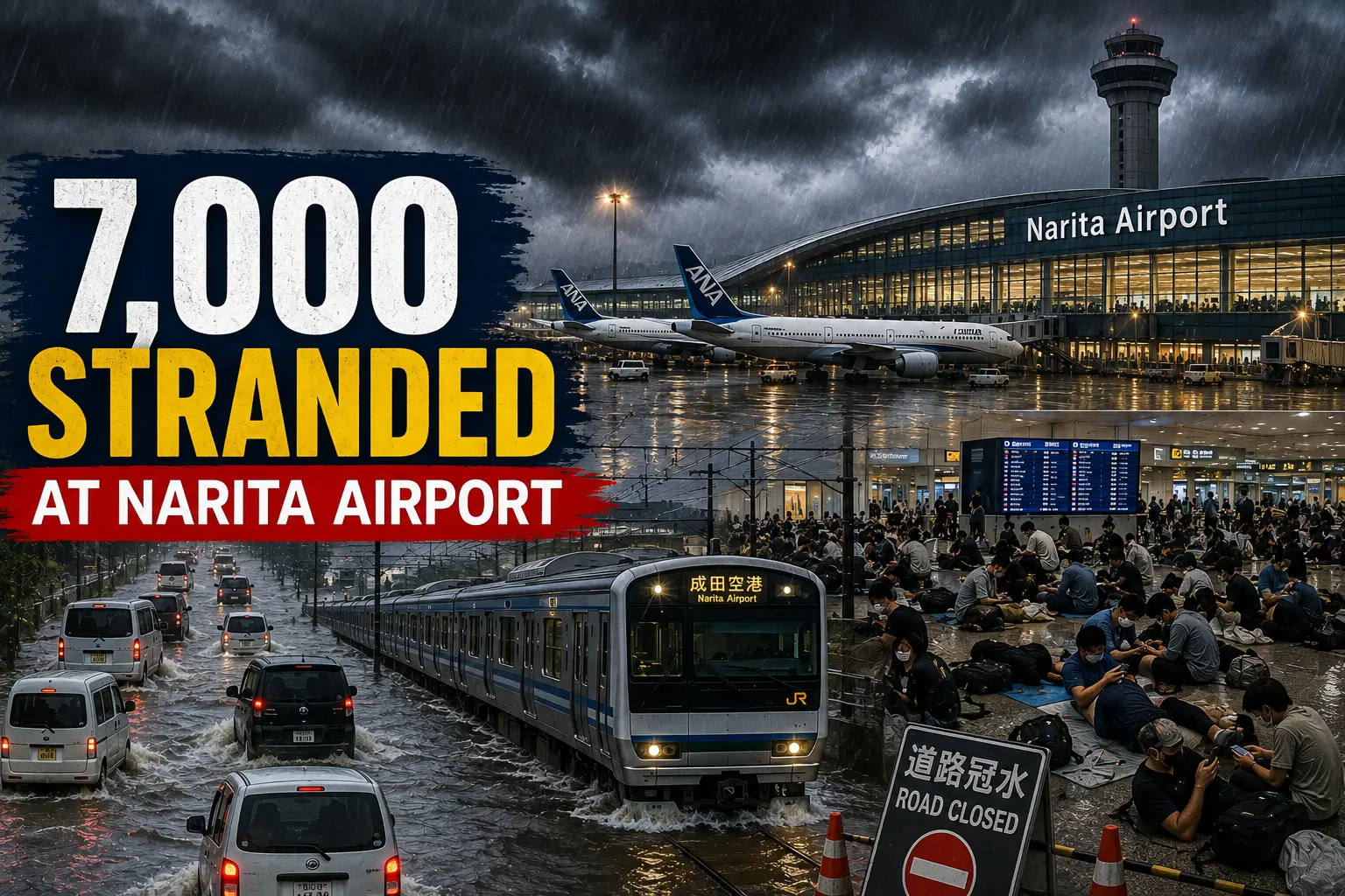 Japan’s Record Rain Leaves 7,000 Stranded at Narita Airport
