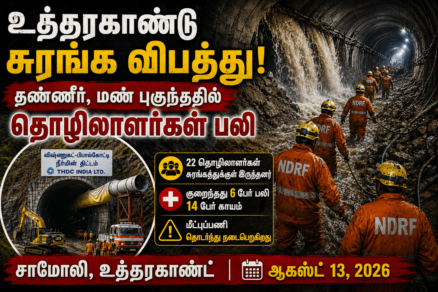 உத்தரகாண்ட் சுரங்க விபத்து: தண்ணீர், மண் புகுந்ததில் தொழிலாளர்கள் பலி